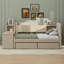Lit de jour simple tapissier avec tiroirs, tablettes, armoires rabattables et table d'appoint-113546606