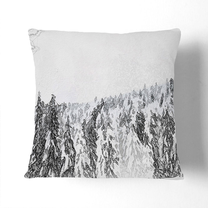 Winter Trees Cushion with Filling, 55cm H x 55cm W x 20cm D