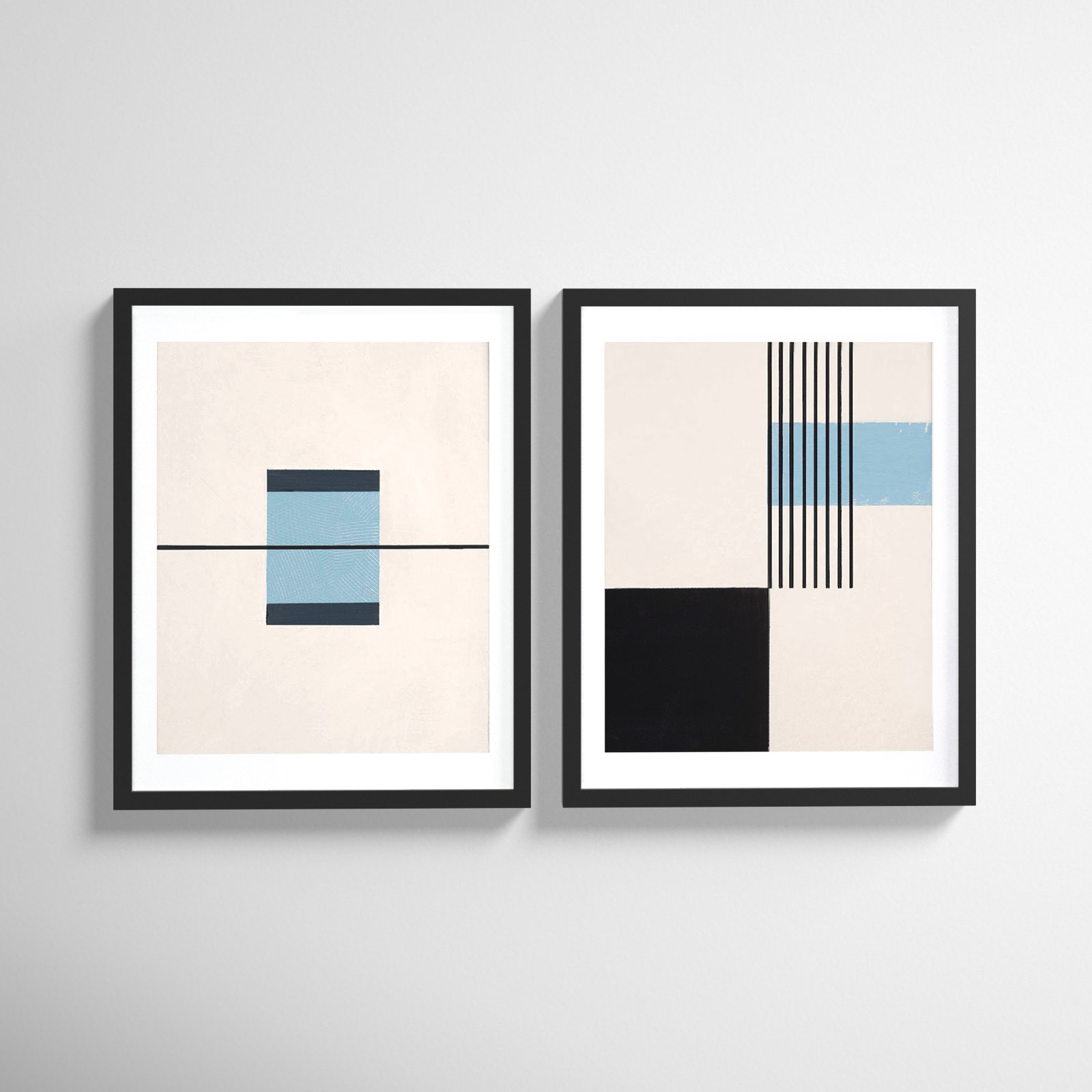 Black and Blue 2-Piece Print Set, Black, 20" H x 16" W x 1.25" D