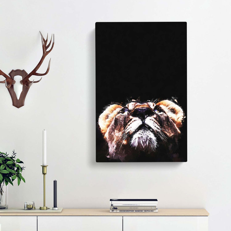 Lion Looking Upwards In Abstract - Wrapped Canvas Print, 50cm H x 35cm W x 3cm D