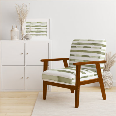 Chaise rembourrée rayée - vert et blanc Olive Drift