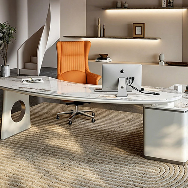L-Shaped Stone Executive Desk, Left Cabinet