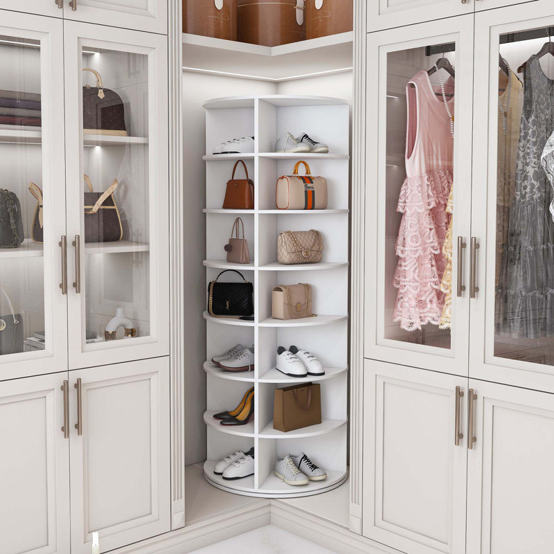 Spinning Storage Rack, Free Standing 360° Revolving Shoe Organizer, 63.39" H x 23.62" W x 23.62" D
