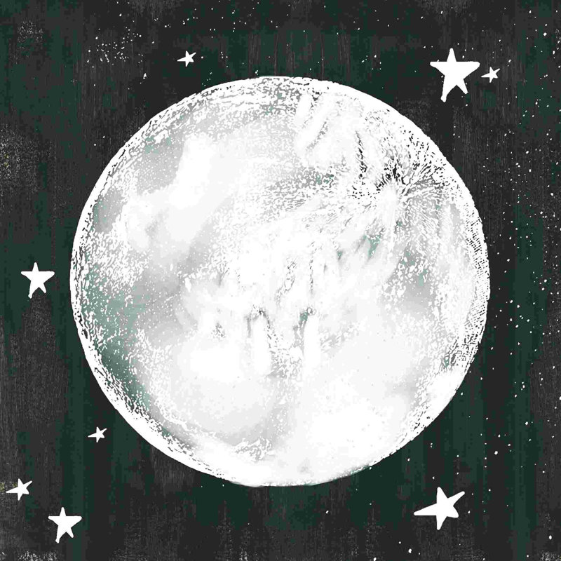 Lune et étoiles, H 30 po x l 30 po
