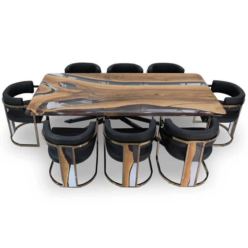 Parthenope Walnut Wood Dining Table, 48" W x 108.3" L 