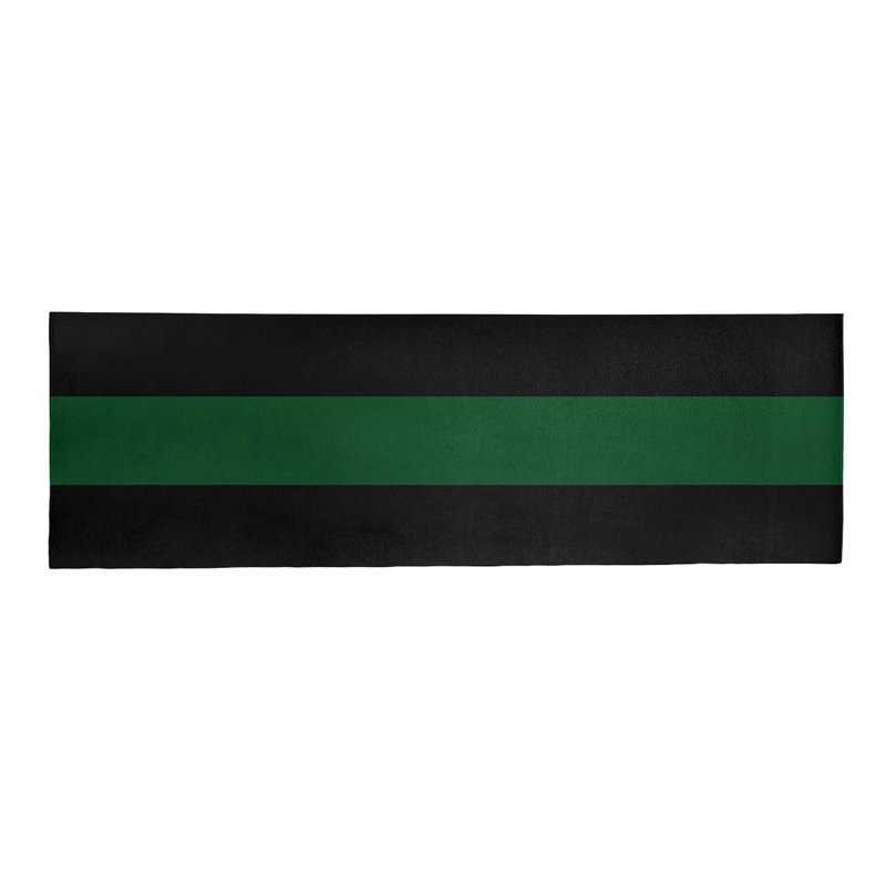 Tapis noir/vert rayé, Tapis de couloir 2 pi 6 po x 8 pi