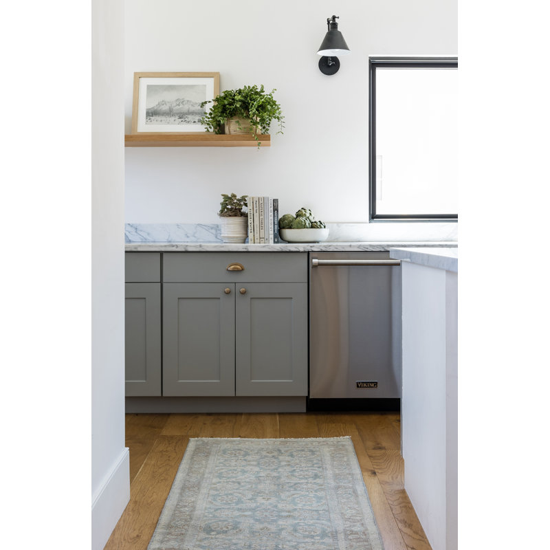Wool Oriental Area Rug in Gray, Rectangle 9' x 12'