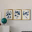 Bleu marine et feuilles de lin II - ensemble de 3 peintures sur toile encadrées-1815478754-1815478776