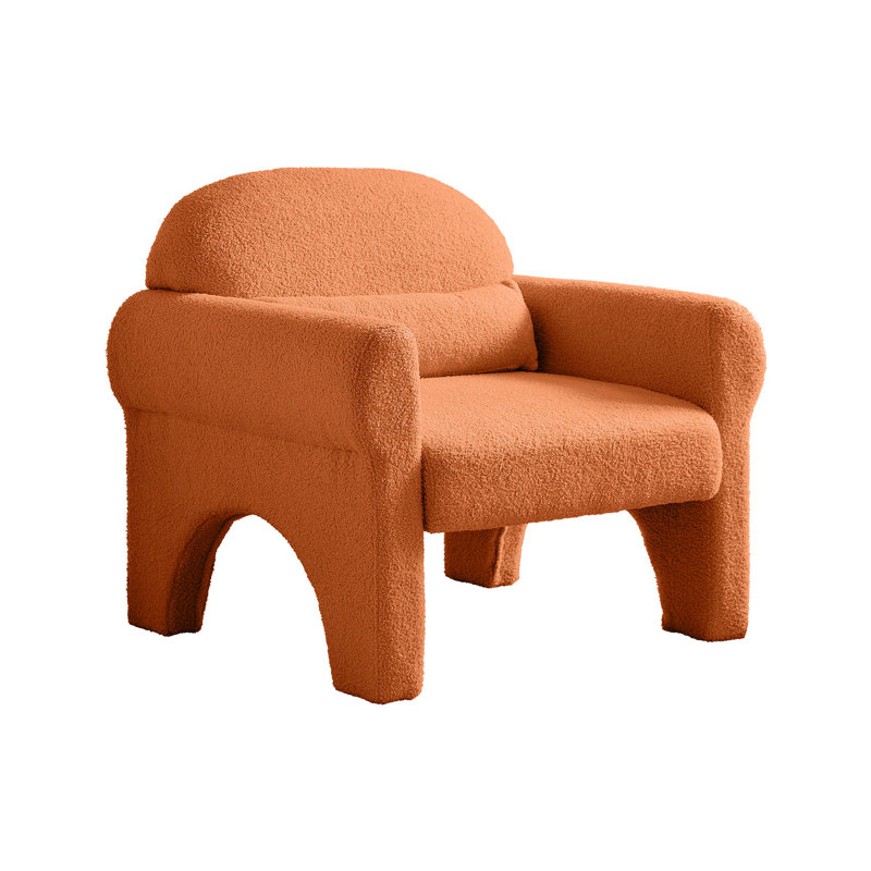 Élégant siège d'appoint orange avec coussin lombaire - tissu en laine d'agneau, structure, fauteuil polyvalent optionnel pour une chambre à coucher confortable, fabrication somptueuse, meubles