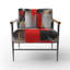 Fauteuil d'appoint rembourré abstrait rouge et or Cubic-1137187693
