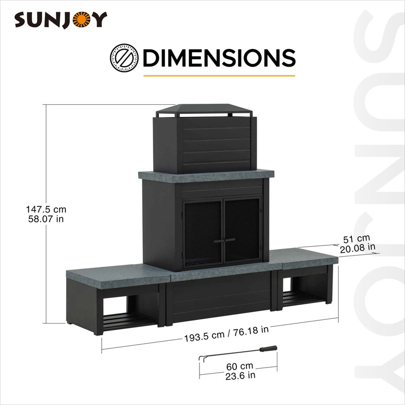 Matte Black Steel Outdoor Chimenea with Log Holders