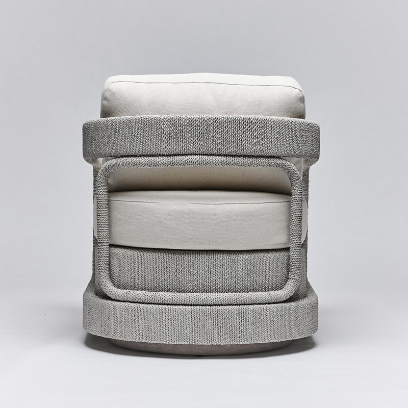 Harbour Swivel Armchair, Gray Ceruse, Sisal Weave