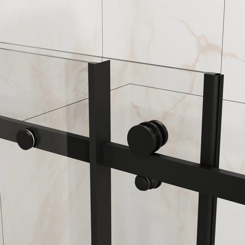 Matte Black Shower Door, 1/4"  6Mm  Tempered Glass, Waterproof Performance, Sliding Operation In Bathroom 44" - 48" Adjustable Width 6Mm Clear Seal, Modern Accessory