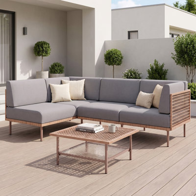 L-Shaped Patio Sectional Set with Cushions