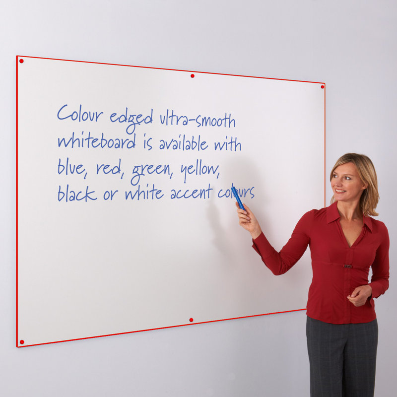 Wall Mounted Whiteboard, 90 cm H x 120 cm W, Red