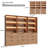 94.5" Walnut Bookcase With 3 Drawers, 3 -tier Storage Cabinet With Led Lights