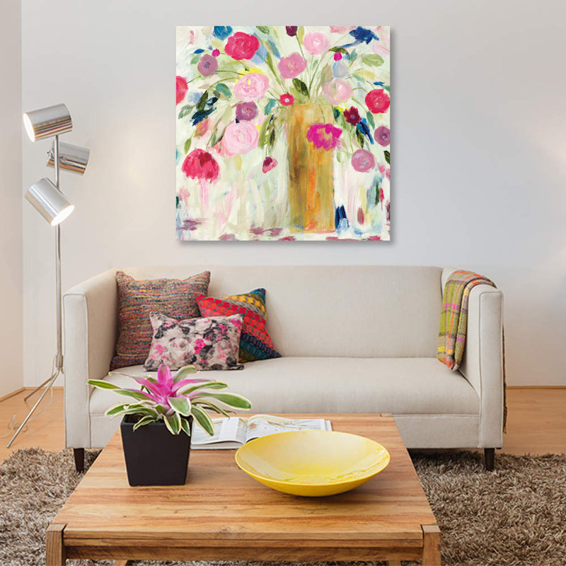 « amitié fleuris », impression sur toile, H 12 po x l 12 po x P 0,75 po, Toile tendue, Pas de tapis
