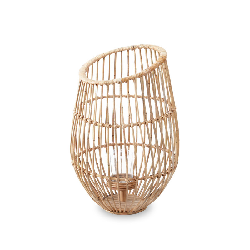 Bourbeau Wicker Tabletop Lantern, Natural