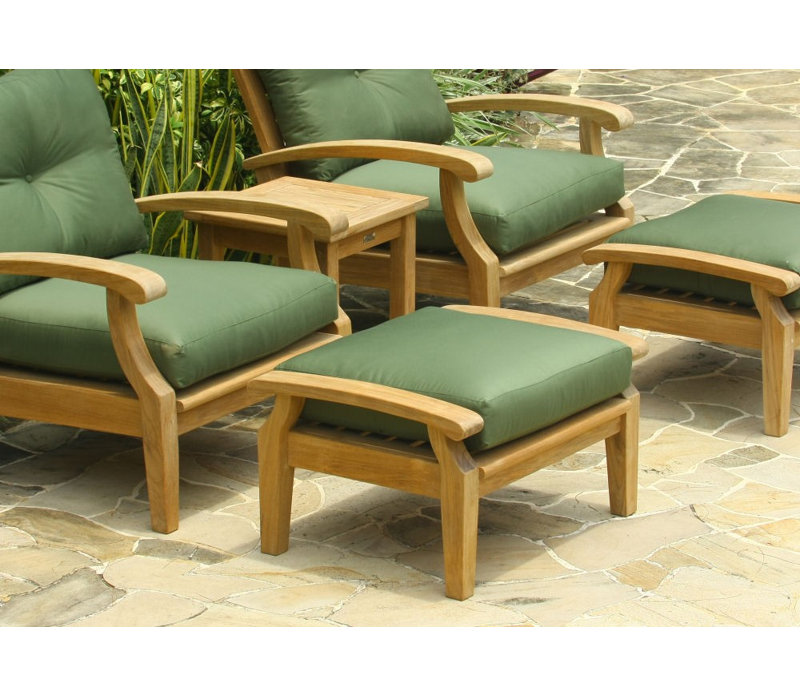 Repose-pieds d'extérieur avec coussin Lowery, Toile Sunbrella® naturel, Naturel