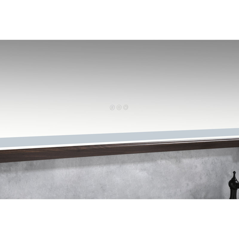 Miroir de salle de bain 60 po x 48 po à DEL avec cadre en aluminium, 3 couleurs changeantes, gradation continue, brun, bel ajout au brouillard mural, options, contrôle de la luminosité, surface, adapté