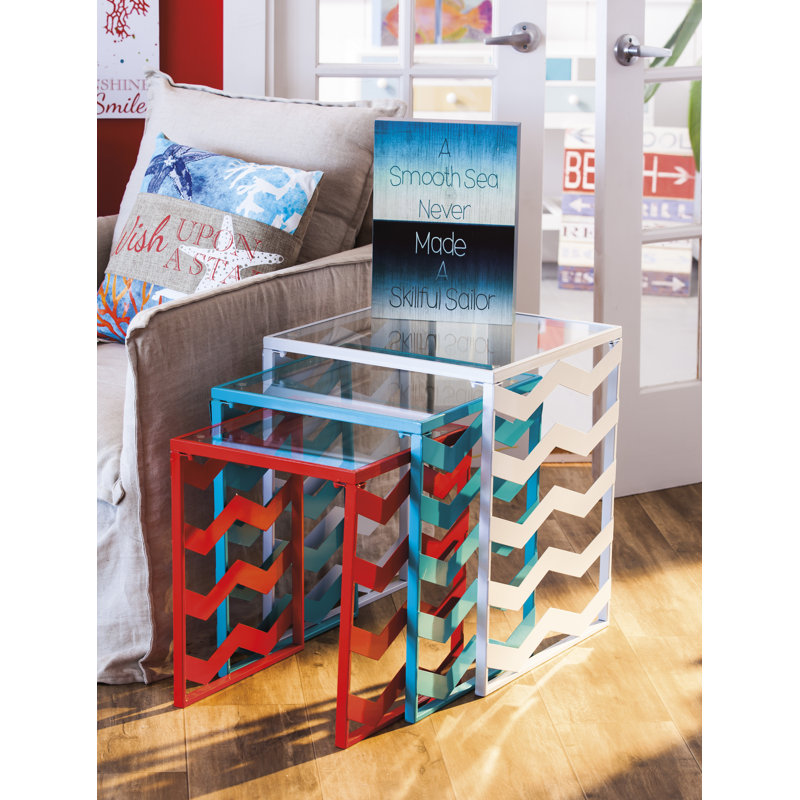Dempsey Glass Top Nesting Tables End Table