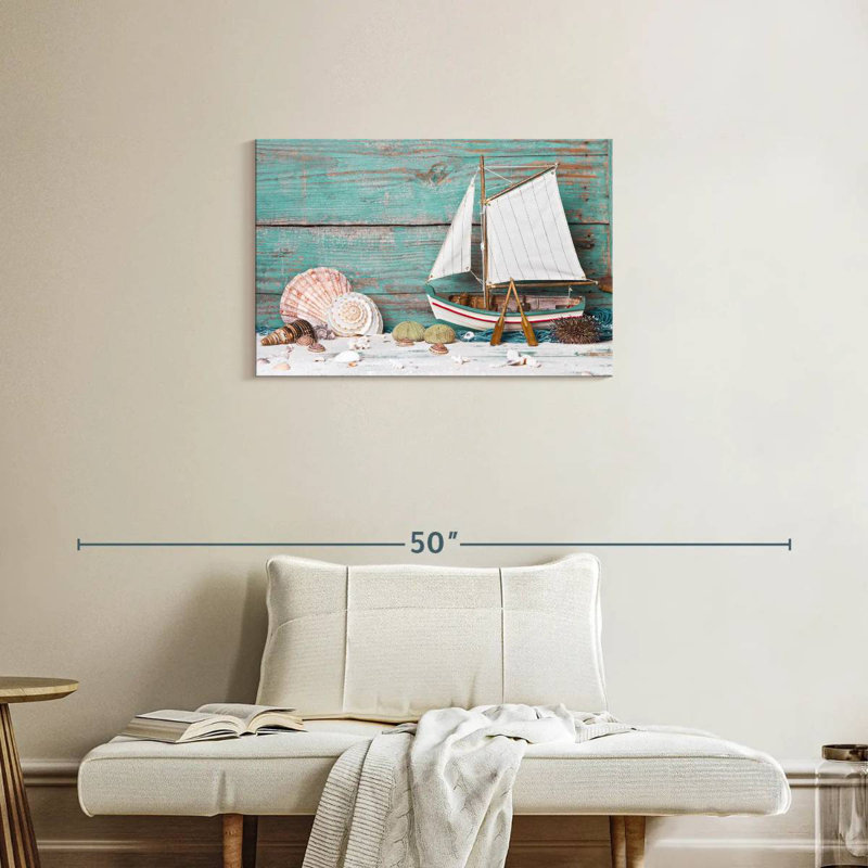Sailboat and seashells Aletra, H 20 po x l 30 po