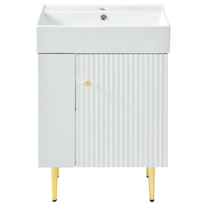 Bathroom Vanity Cabinet 21.6", White, Manifesting Ample Storage And Soft-Close Door, Easy Assembly 21.6" Vanity, , Distinguished By Simple