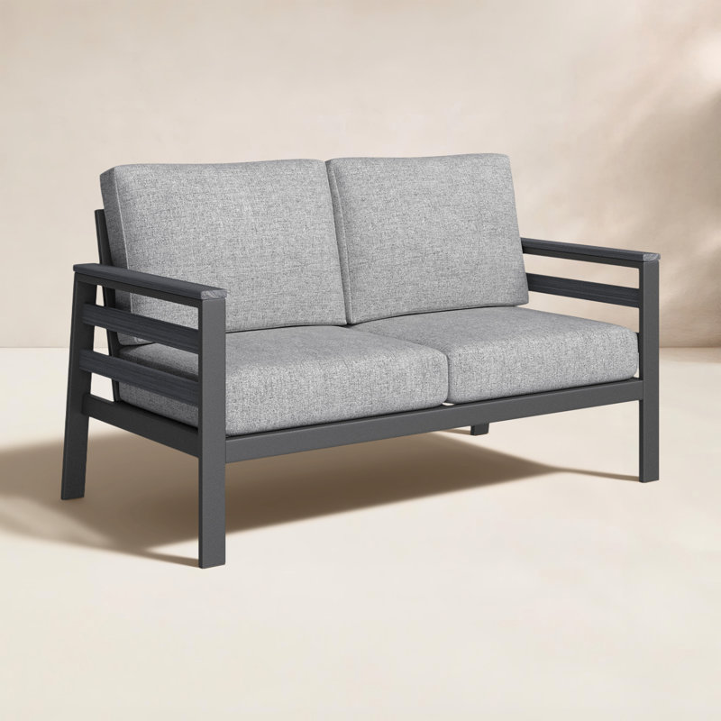 Causeuse d'extérieur 55 po avec coussins Sunbrella® Townsend, Toile granit Sunbrella®, Gris foncé