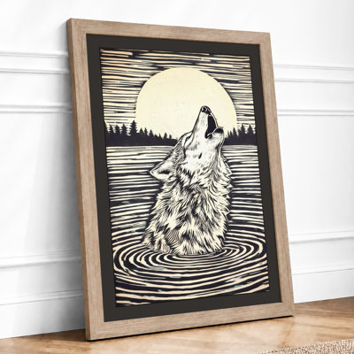 Wolf Under Moon Japandi - Print