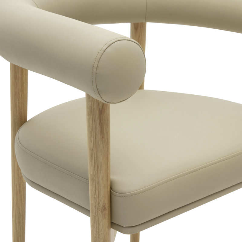 Chaise en cuir Spara, Naturel, Taupe