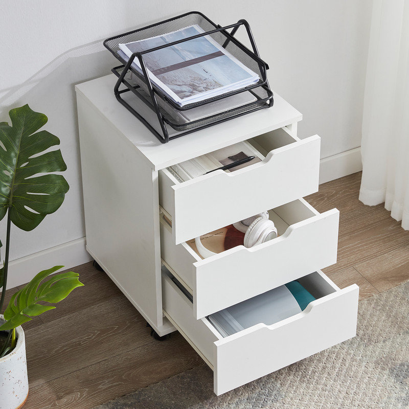 Classeur mobile en bois 22 tiroirs H 22 po blanc