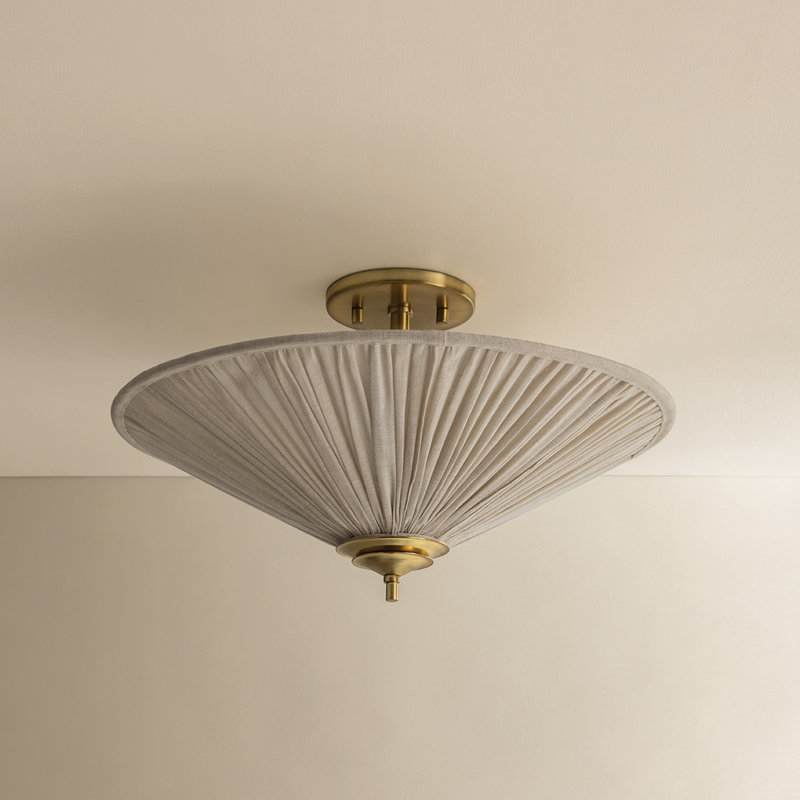 Helen 18" 1-Light Linen Dome Semi Flush Mount