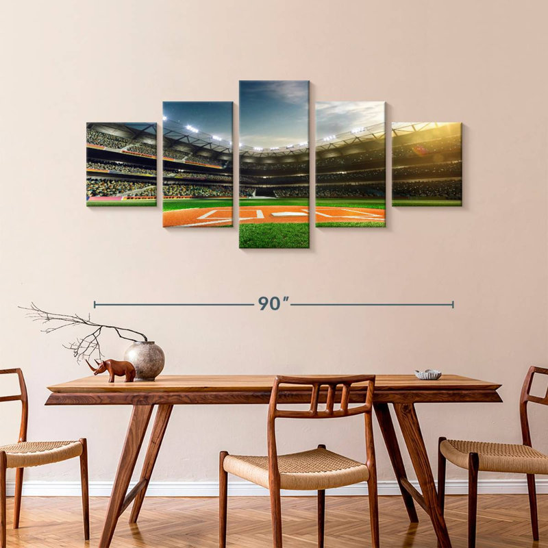 Sunlit Baseball Stadium, H 42 po x l 92 po