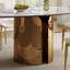 Table de salle à manger ovale en pierre frittée de 70,9 pouces avec base en acier inoxydable de couleur cuivre, conception unique des pieds robustes et stables, convenant à la cuisine, la salle à manger et le salon