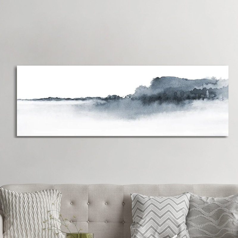 Watercolor Landscape XVII - Panoramic Print on Canvas, 40.64cm H x 121.92cm W x 1.91cm D, Wrapped Canvas
