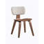 Ensemble de 2 chaises d'appoint au fini noyer avec dossier courbé rembourré blanc, design ergonomique pour un repas confortable
