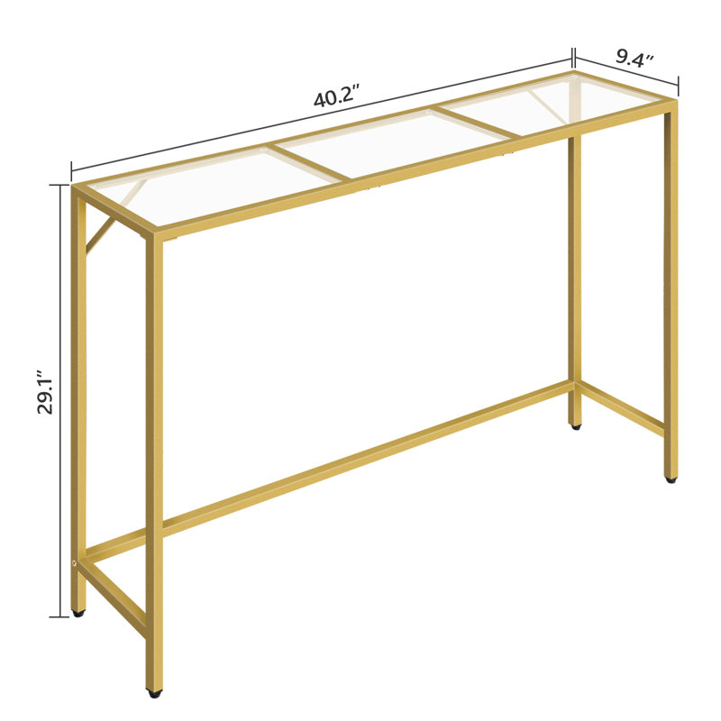 Smajo 40.2" Console Table Tempered Glass Hallway Table, Gold
