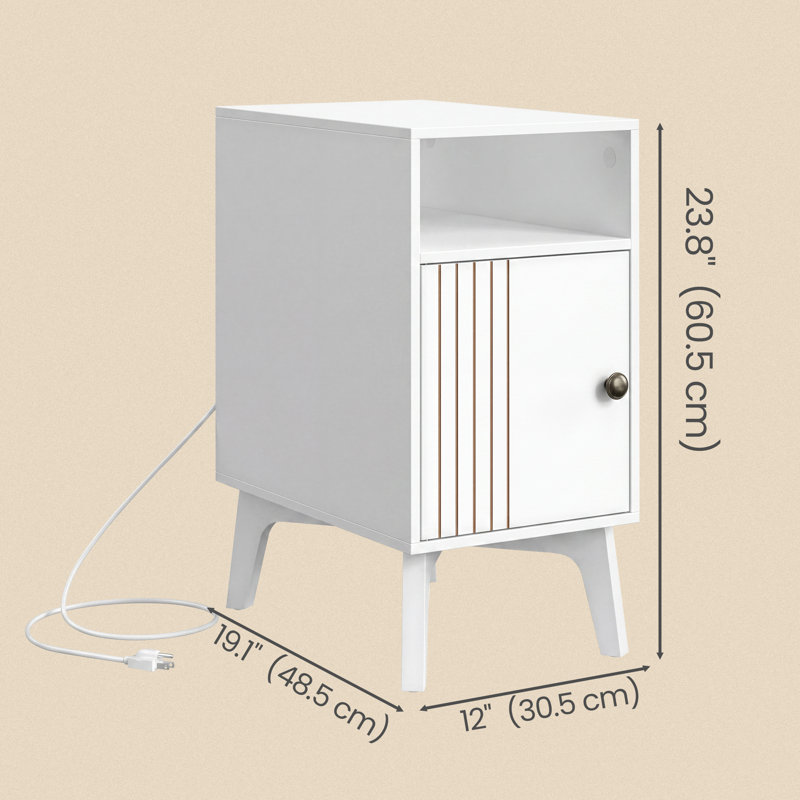 Table de bout avec station de charge, Blanc