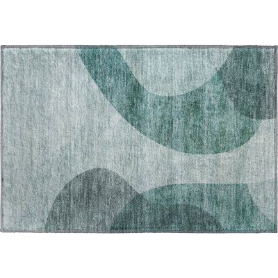 Premium Machine Washable Arnette Green Rug