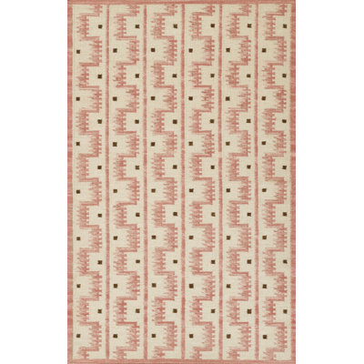 Freya Geometric Hand Woven Wool and Cotton Blush Area Rug