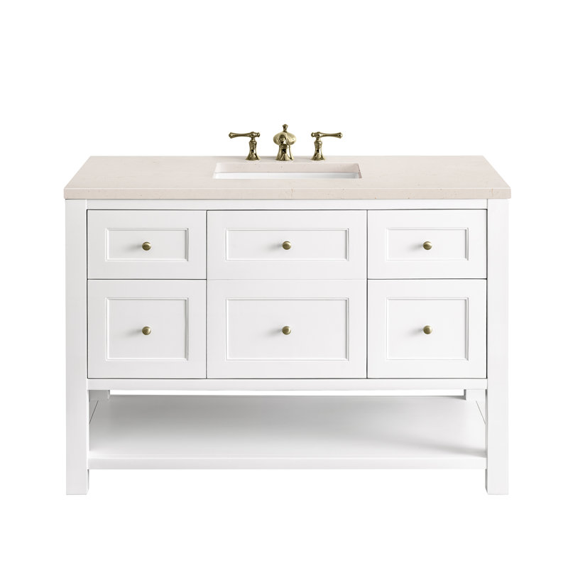 Breckenridge 48'' W Single Vanity, Carrara White, 8" Widespread, Bright White