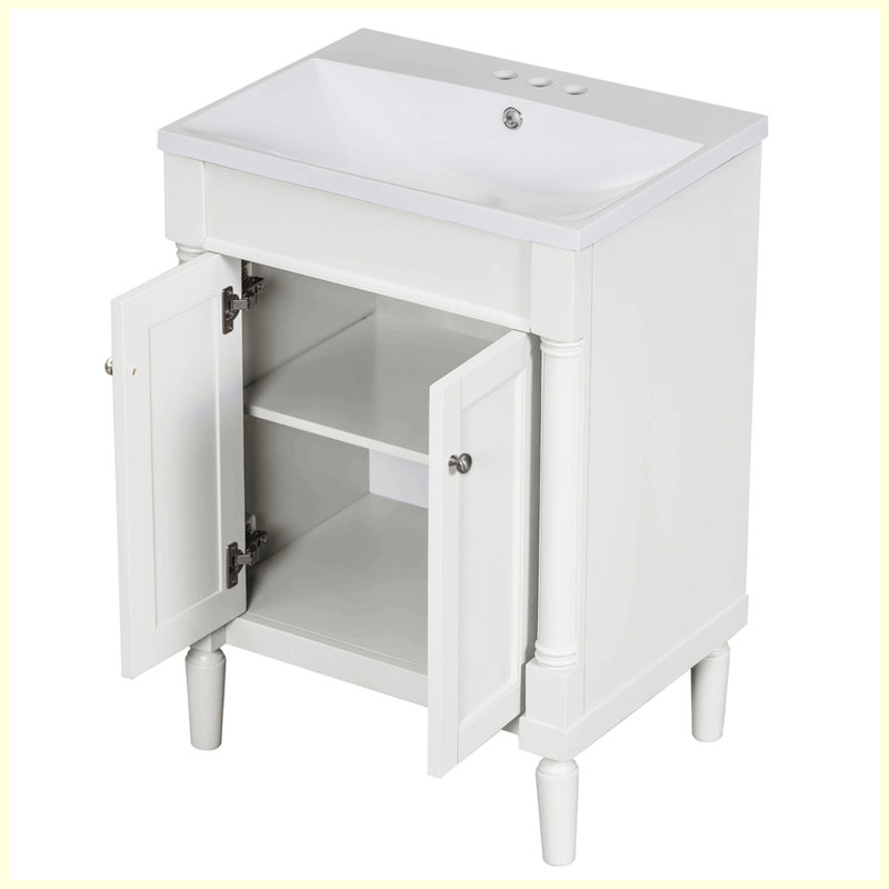 Meuble-lavabo moderne avec lavabo supérieur, Blanc