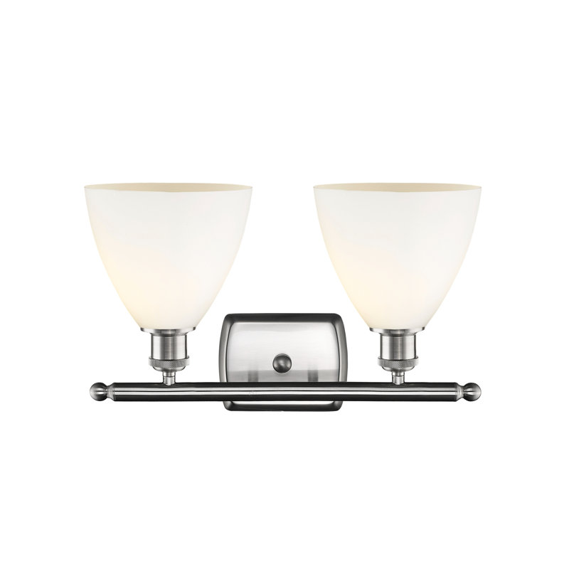 Éclairage pour meuble-lavabo 2 lumières Shauna, Blanc mat, Incandescent, Nickel satiné brossé