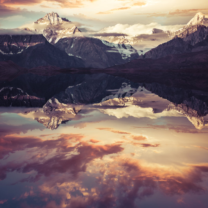 Mount Everest Reflection by Chinaface - No Frame Art Prints on Canvas, 91cm H x 91cm W