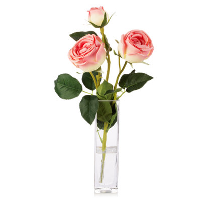 Faux Silk Roses Arrangement in Vase