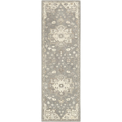 Burkholder Oriental Hand-Tufted Wool Charcoal/Taupe Area Rug