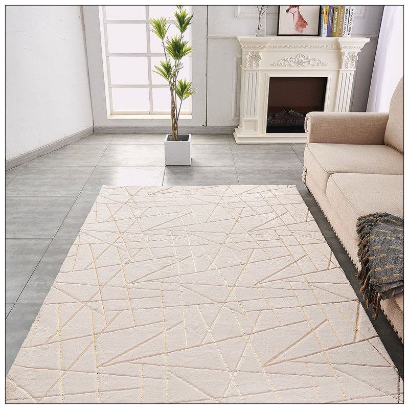 Tapis en fausse fourrure Chinchilla, Rectangle 5 pi x 7 pi