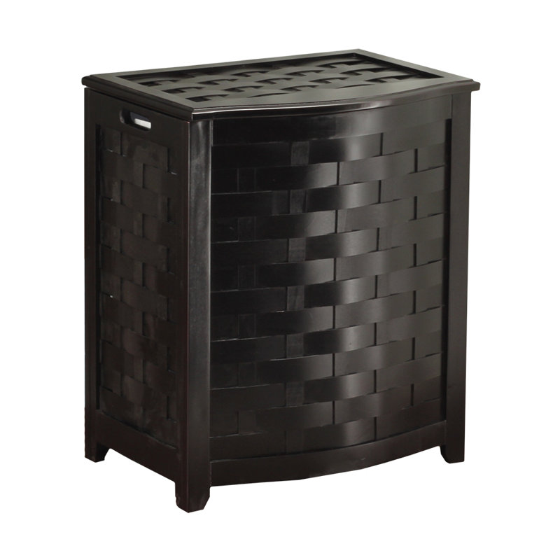 Wood Laundry Hamper with Handles, Black