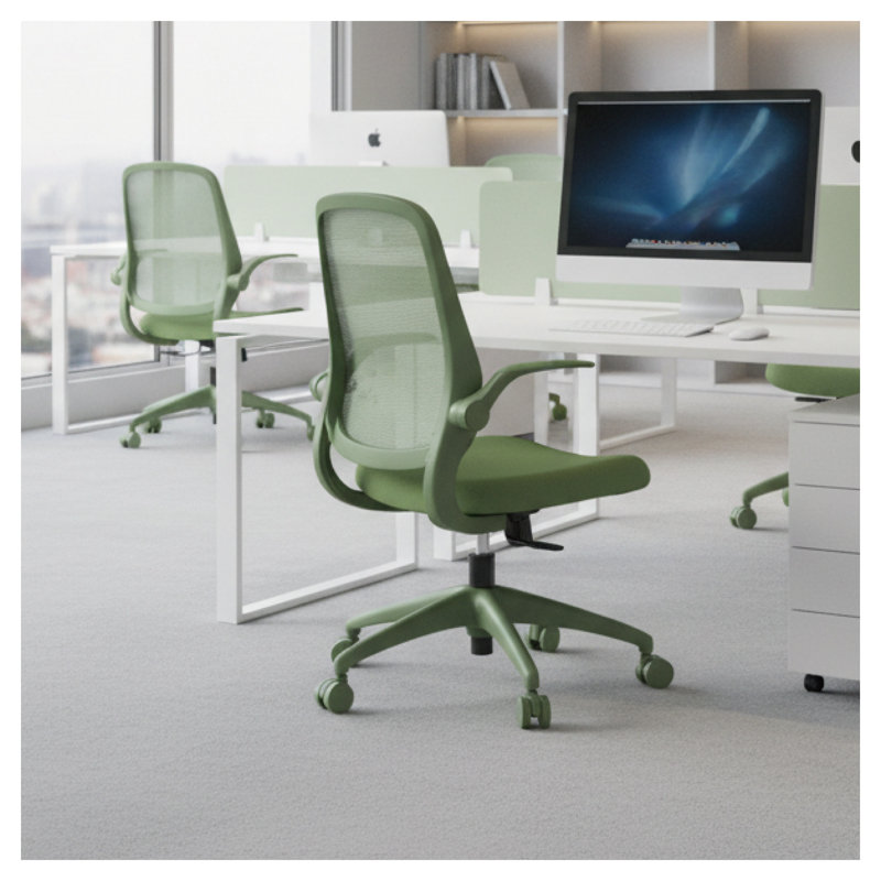 Chaise de bureau ergonomique en filet avec accoudoirs rabattables Sage Green, Vert
