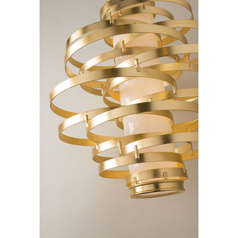 Gold Leaf Twisted Metal Geometric LED Chandelier